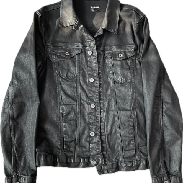 풀앤베어 블랙 왁스 코팅 데님 자켓 M