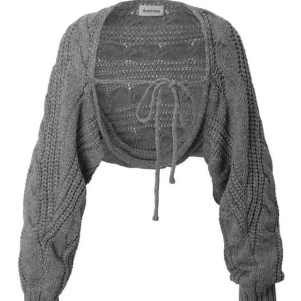 쓰리타임즈 케이블 볼레로 그레이 