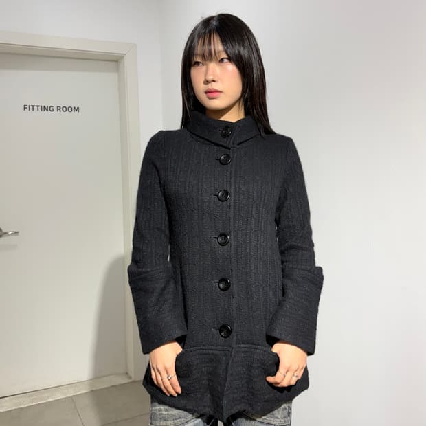 Baroque 검정 케이블 니트 자켓 코트