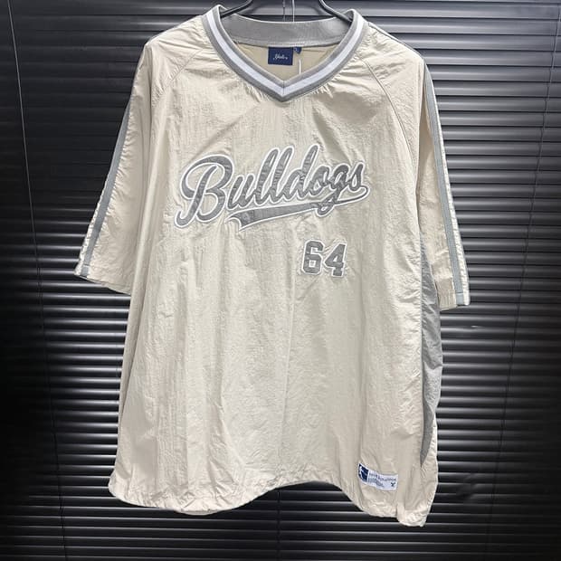 예일 브이넥 V넥 나일론 야구 베이스볼 반팔 아노락 베이지 XL 105