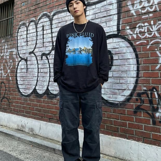 소버(Sober) 'Pink Fluid' 롱슬리브 티셔츠_XL