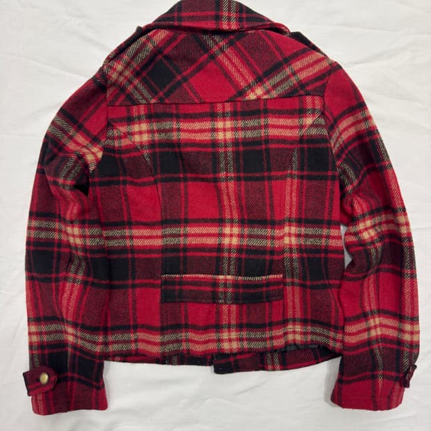napoleon red check wool jacket