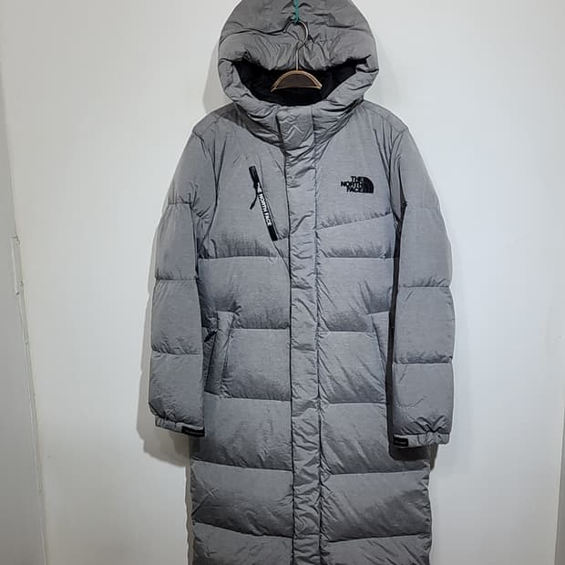 (M) 노스페이스 롱패딩 점퍼 그레이 거위털 후드 다운코트 