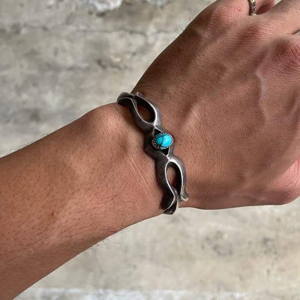 6-70s Navajo Silver Turquoise Bracelet