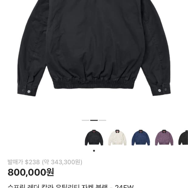 슈프림 레더 칼라 유틸리티 자켓 블랙