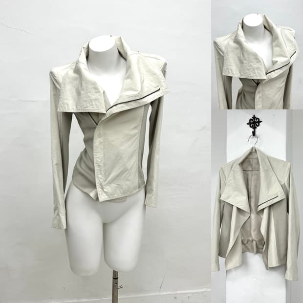 ivory nylon drape jacket