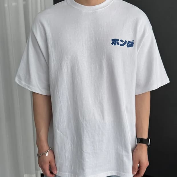 슈퍼커브 10수 오버핏 반팔 프린팅 티셔츠 미착용