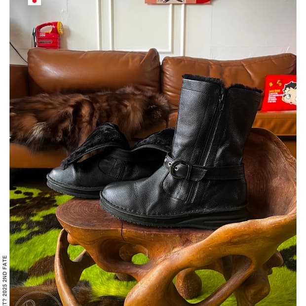Doruche ドルチェ Belted Leather Fur Boots