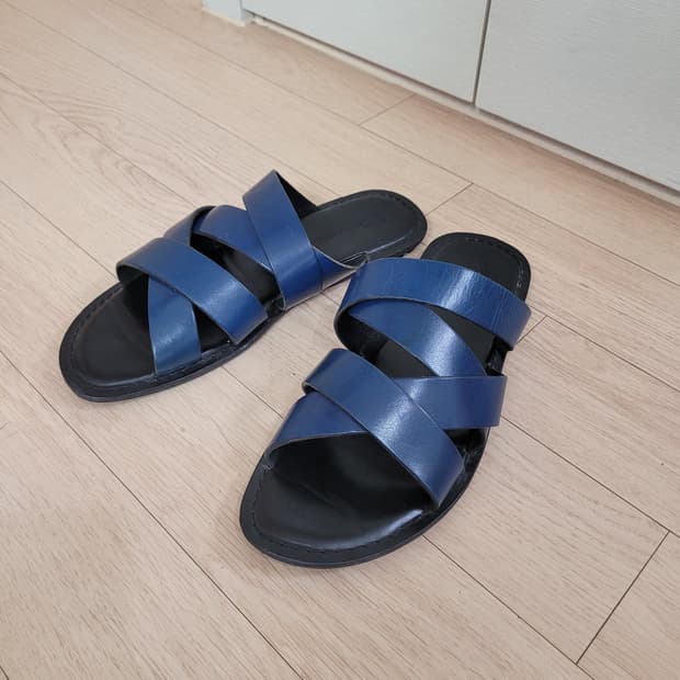 엘칸토 Elcanto 남자 가죽스트랩 슬리퍼 275 네이비