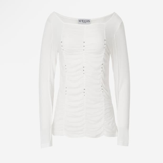 택o 뉴얼린 트윙클 셔링 시스루 탑