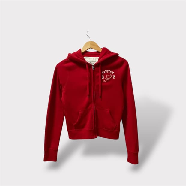  아베크롬비 기모 레드 후드집업 S