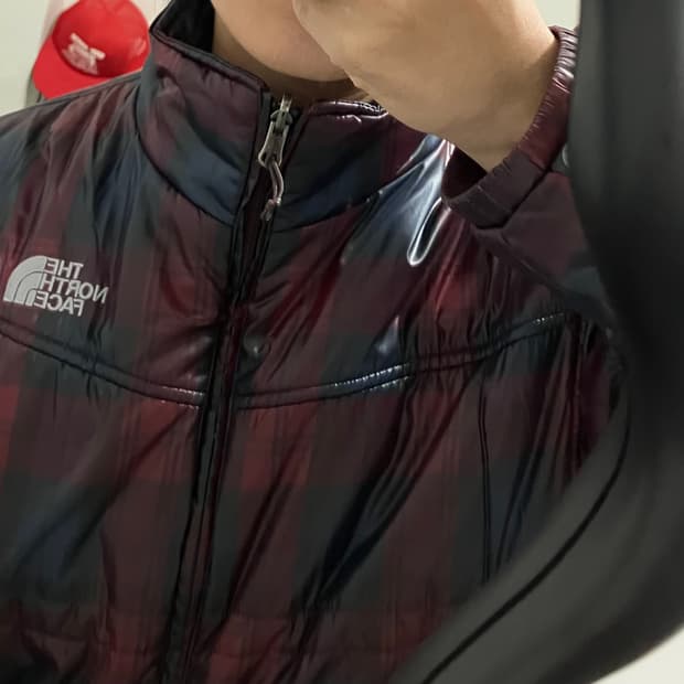 노스페이스 체크 엑셀로프트 자켓 경량패딩