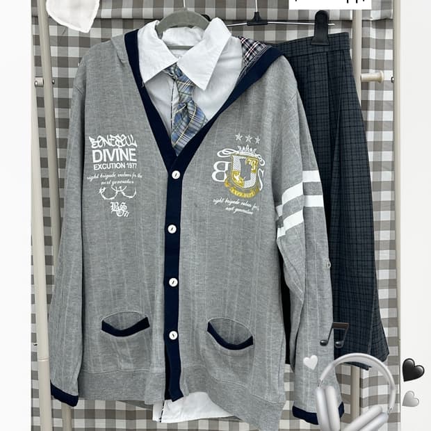 ✏️일본 고갸루 교복 코디세트✏️스쿨 학생 미디스커트 하이틴 가디건 셔츠