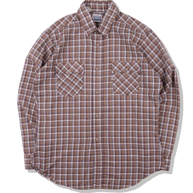 70's Levi's 화이트탭 브라운체크 웨스턴셔츠