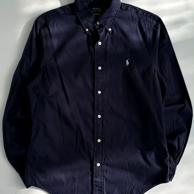 [S] 폴로 랄프로렌 QR라벨 네이비 클래식 트윌 셔츠