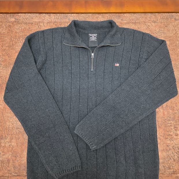 폴로 진스 코튼 반집업 니트 L