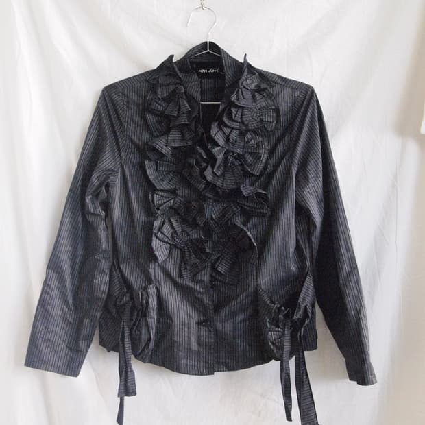 JPN VTG 스트라이프 플라워 블라우스 자켓