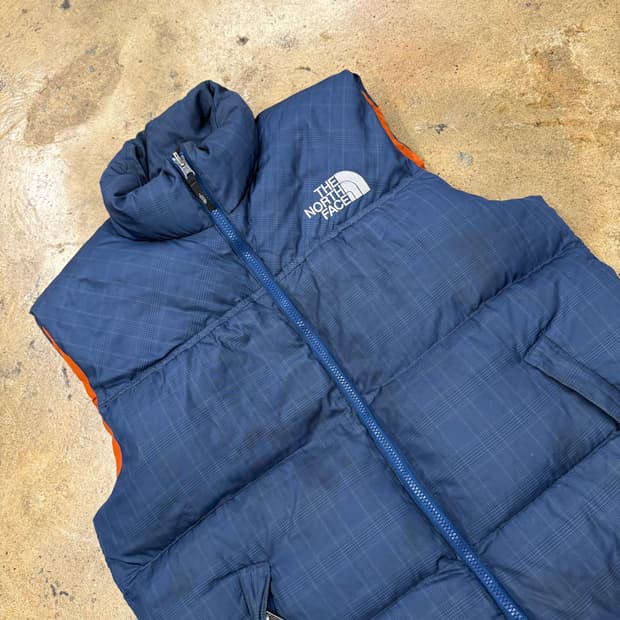 [정품/L] 노스페이스 700 네이비체크 패딩조끼 b14