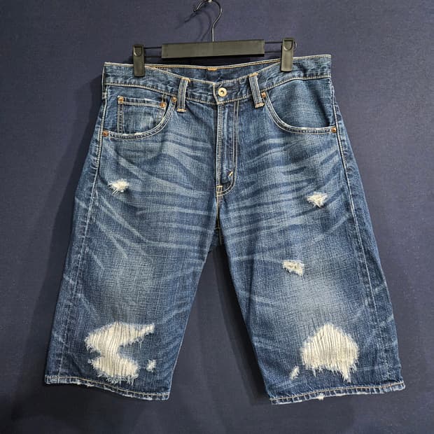 리바이스 503 블루 남성 허리 32 빈티지 데님 반바지 