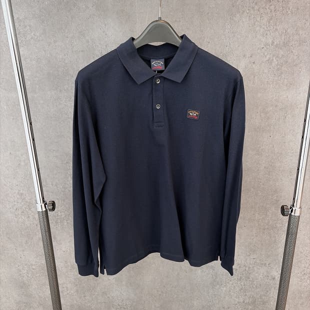 (정품/새상품) 폴앤샤크 남성 네이비 로고 패치 롱슬리브 폴로셔츠