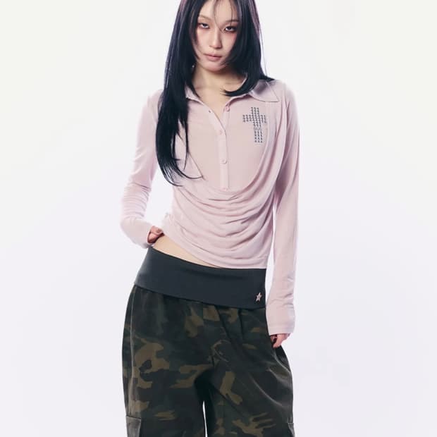 셋업이엑스이 SHEER LAYERED SHIRT / LIGHT PINK