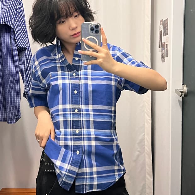 폴로 랄프로렌 블루체크 반팔 셔츠