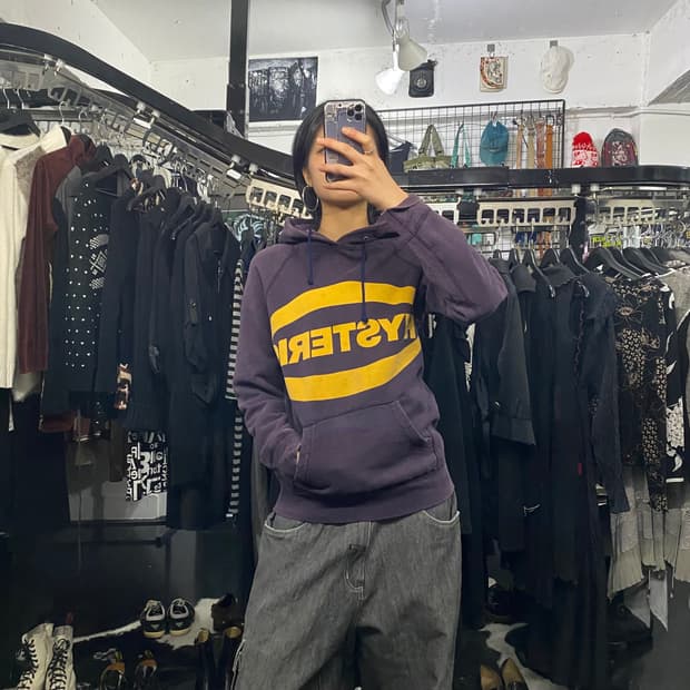 Hysteric Glamour 로고 프린팅 퍼플 후드티