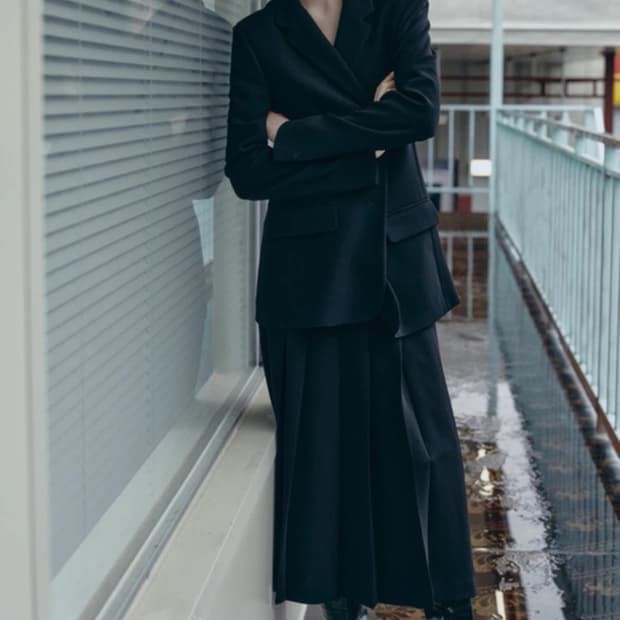 프론트로우 플리츠 스커트 pleated midi skirt