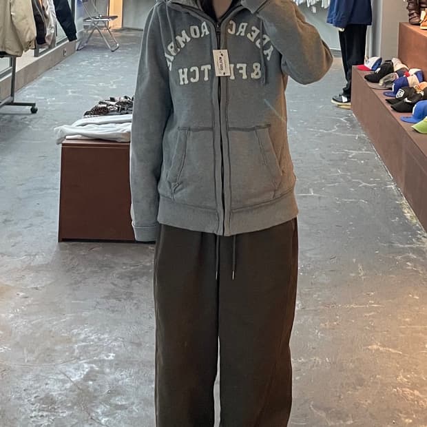 아베크롬비 앤 피치 차콜 그레이 양털안감 후드집업 H1248