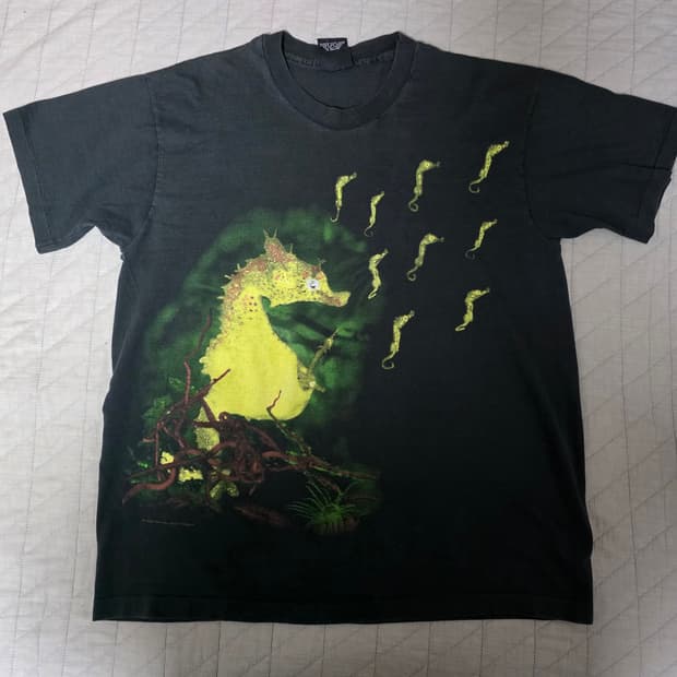 [L] 90s 너바나 커트 코베인 SEA HORSE 빈티지 밴드티