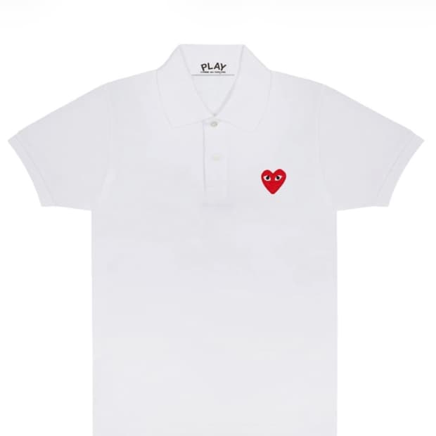 꼼데가르송 레드 하트 폴로 셔츠