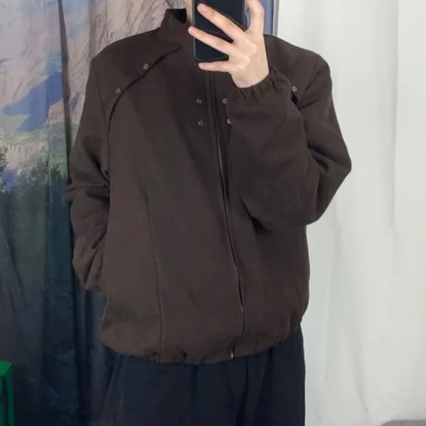 (누빔안감) 스웨이드 패딩 점퍼/ 브라운