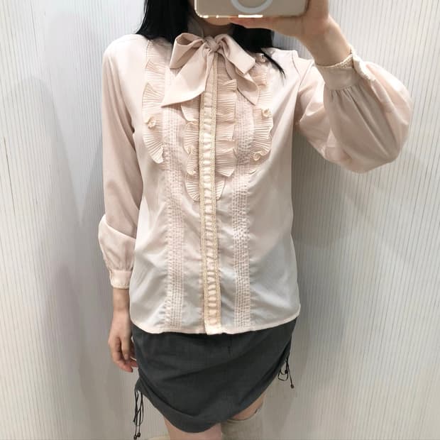 Blush Ribbon Frill Blouse
