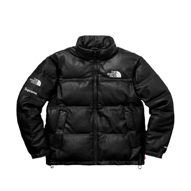 [L] 슈프림 노스페이스 레더 눕시 패딩 블랙
