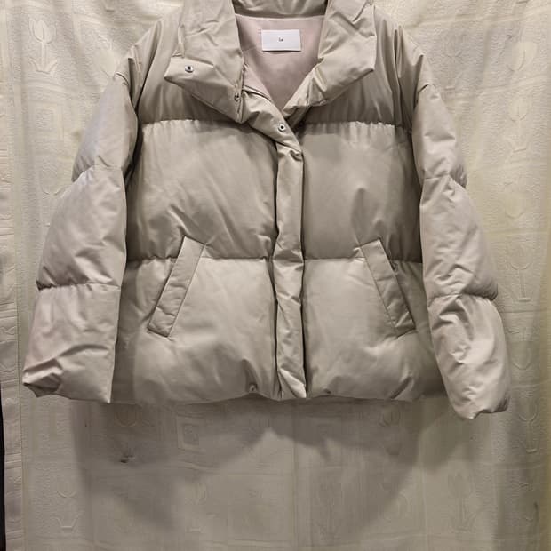 거의새거) 르 Le 아이보리 다운패딩 가죽점퍼 숏자켓 프리사이즈