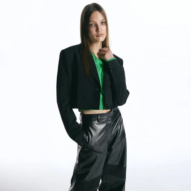 크롭 울 블레이저