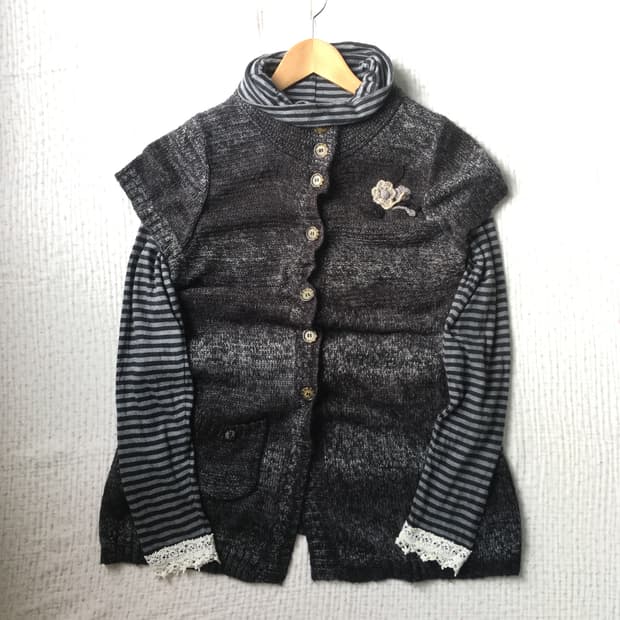 JPN / 레이어드 반팔 니트가디건