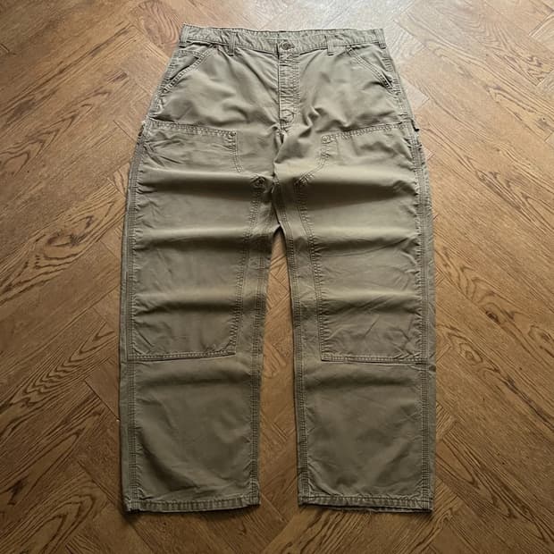 [38]칼하트 USA 덩가리핏 라이트브라운 더블니 워크 팬츠