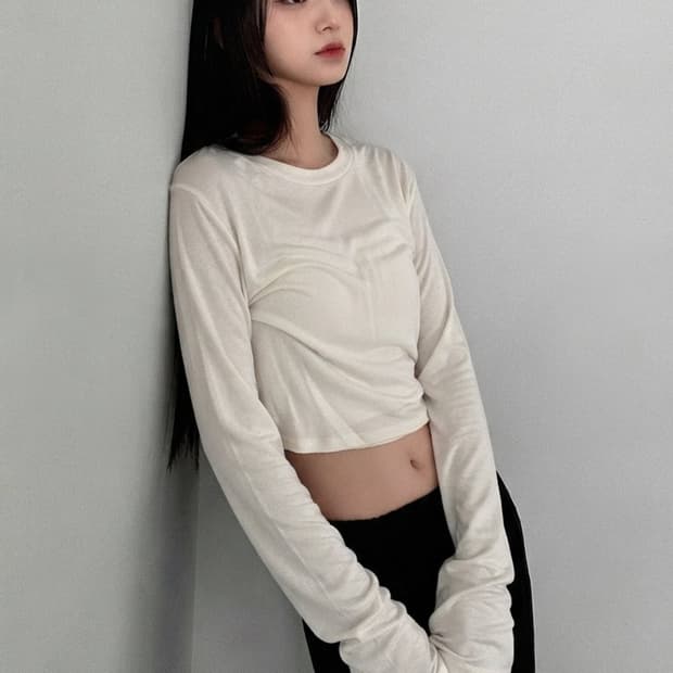 CHOPER 귀여운 크롭기장  긴팔 티셔츠  55