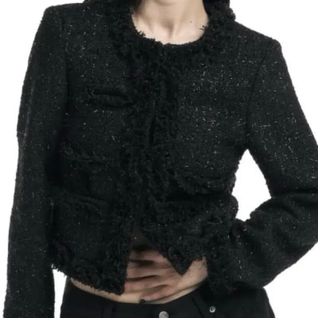 오도어 트윙클 트위드 자켓 블랙 팝니다