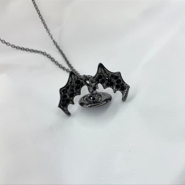 비비안웨스트우드 아카이브 크리스탈 큐빅 박쥐 3d orb 팬던트 목걸이