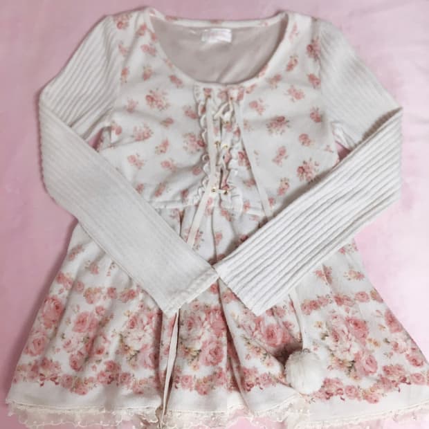 고전 리즈리사 플로럴 폼폼이 니트 원피스 히메갸루 라떼갸루 트랄라라