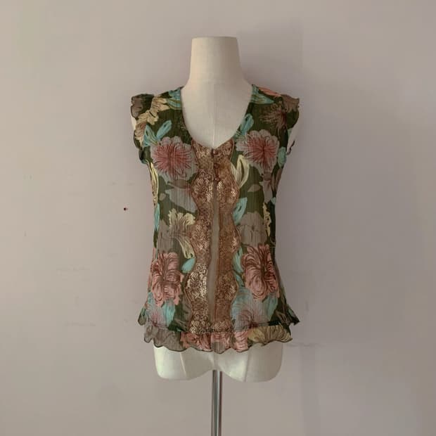 빈티지 나시 페어리 나시 일본빈티지 플라워 나시 모리룩 모리걸 모리 나시