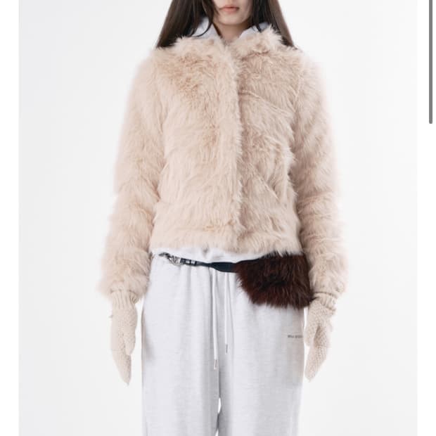 Wsc archive Hairy chain fur jacket beige
