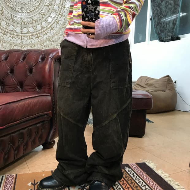 빈티지 흑청 카펜터 데님팬츠 