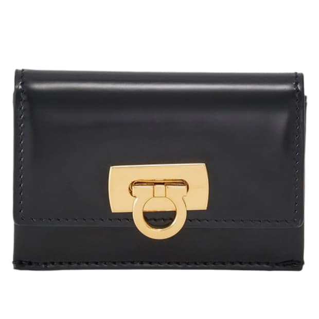 페라가모 간치니 클래스프 카드 홀더 블랙