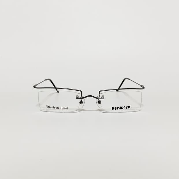 840 건메탈 데드스탁 남녀공용 무테 직사각 스테인리스 프레임 빈티지안경