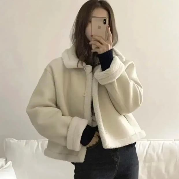 가내스라 길린 리버시블 무스탕 크림베이지