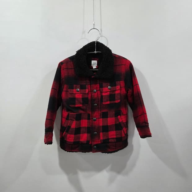갭 베이비 체크 쉐르파 자켓 3Y