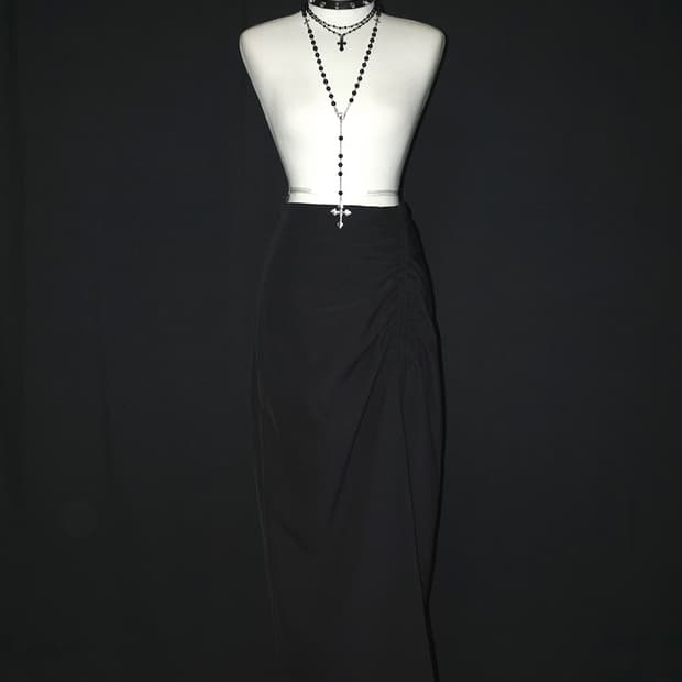 side shirring china skirt 